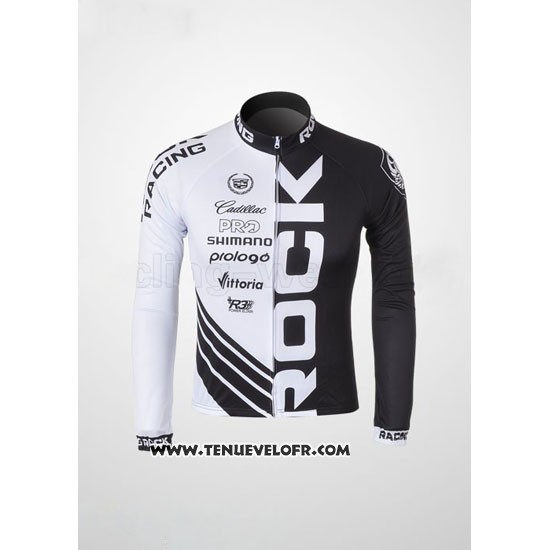 2010 Maillot Ciclismo Rock Racing Noir et Blanc Manches Longues et Cuissard